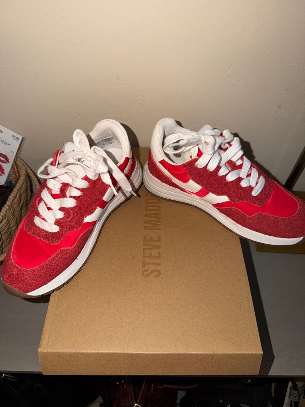 Steve Madden Kids Red and White Retro Runner Sneakers